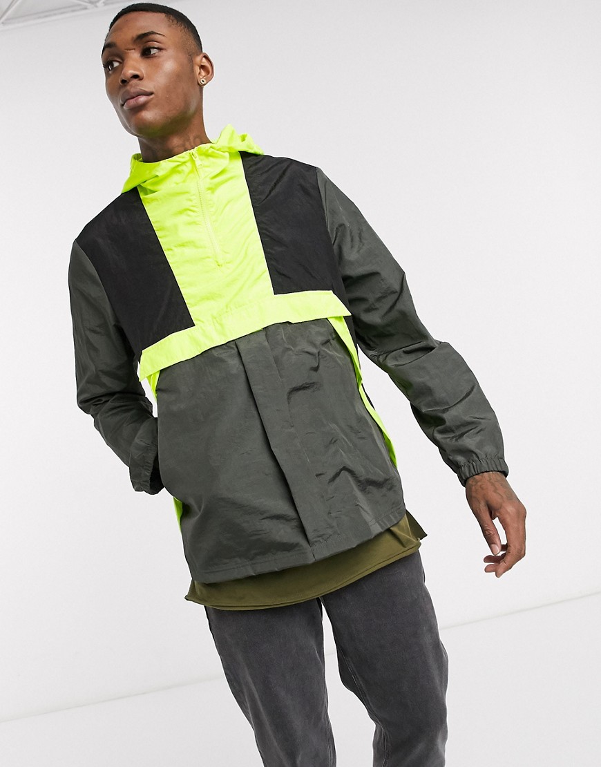 Jacket by ASOS DESIGN Throw on and go Adjustable hood Funnel neck Quarter zip Colour-block design Si