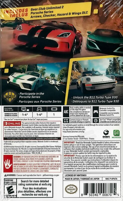 【全新未拆】任天堂 SWITCH NS 極速俱樂部 無限2 保時捷 GEAR CLUB 2 英文版【台中恐龍電玩】