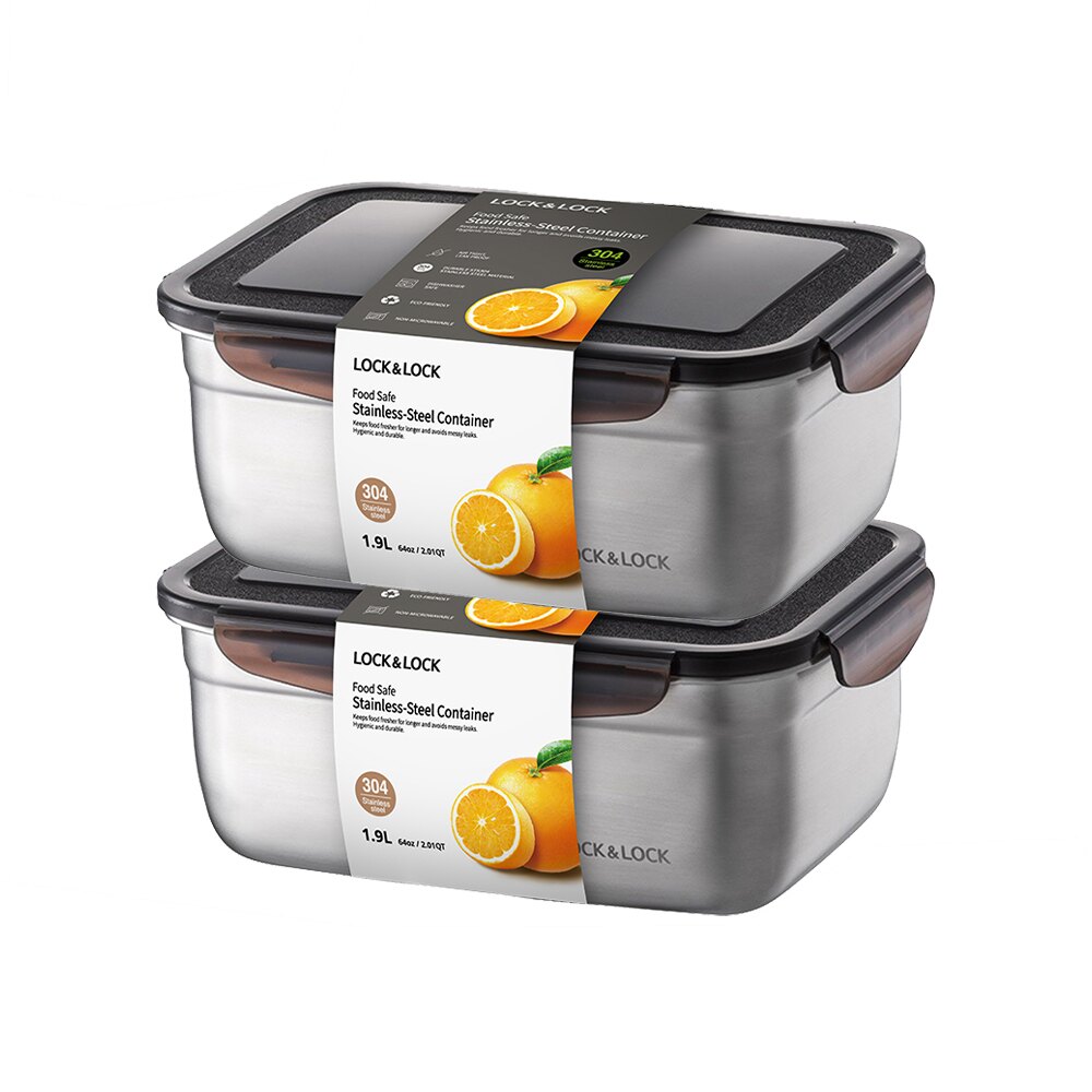 【樂扣樂扣】不鏽鋼保鮮盒/長方形/1.9L(1+1組合)