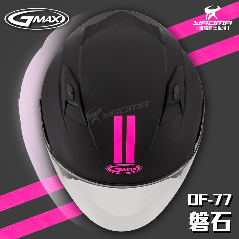 加贈好禮 GMAX安全帽 OF-77 磐石 消光黑/粉 內置墨鏡 LED燈 SOL SO7 半罩帽 3/4罩 耀瑪騎士