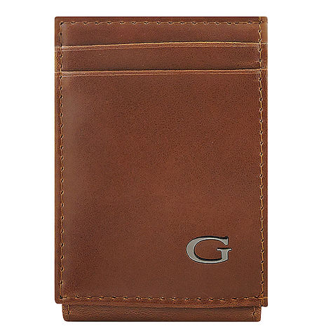 GUESS 皮革名片夾-焦糖色