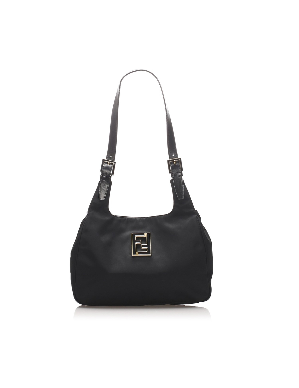 Product Details: Black Fendi Nylon Shoulder Bag. This shoulder bag features a nylon body, flat leath