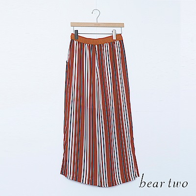 beartwo 配色直條紋垂墜寬褲(三色)