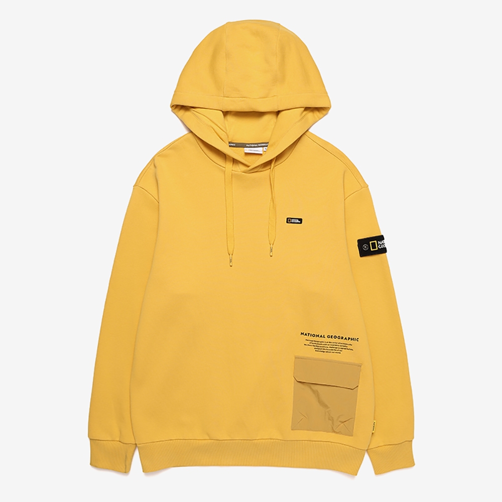 National Geographic OVERFIT WOVEN POCKET CONCEPT HOODIE 男女 連帽上衣 芥末黃