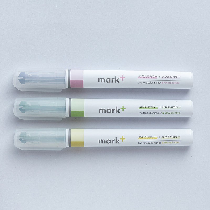 Kokuyo Mark+ 獨角仙同色系螢光筆 3 入 莫蘭迪