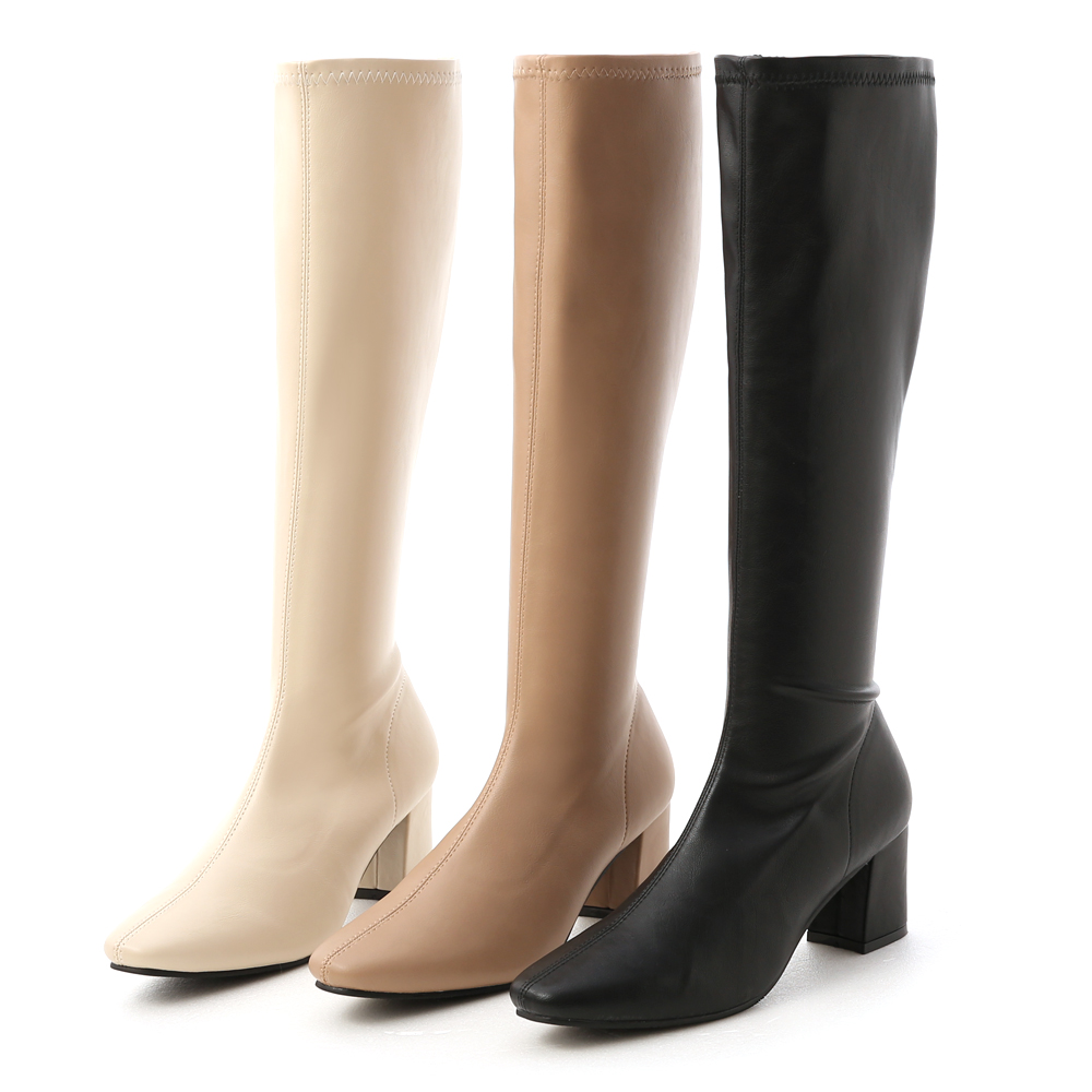 D+AF素面中車線高跟長靴　長靴