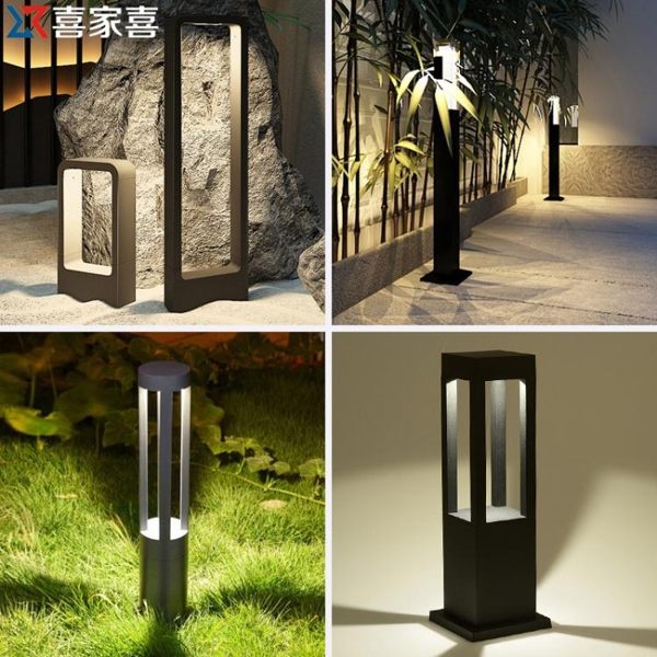 現代戶外防水草坪燈草地燈簡約方形花園燈 cf