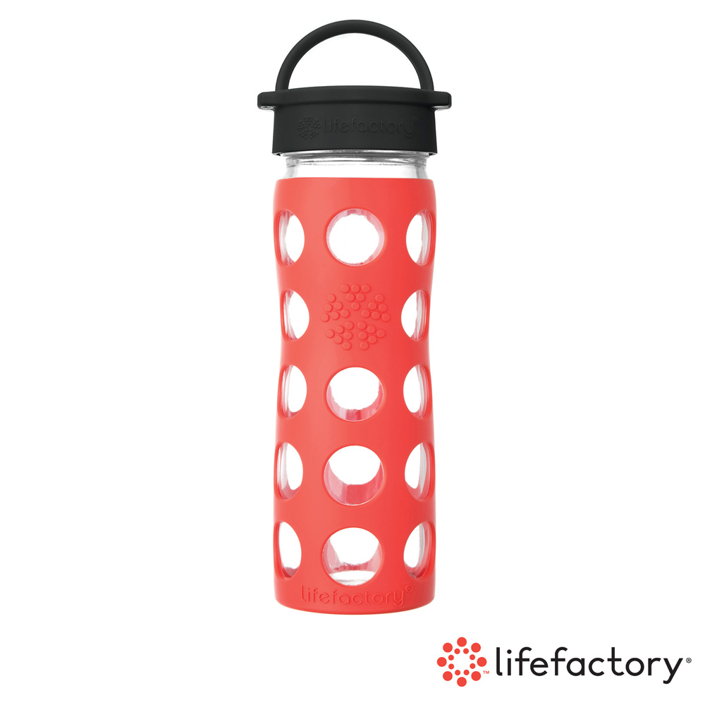 【Lifefactory】玻璃水瓶平口475ml-橘