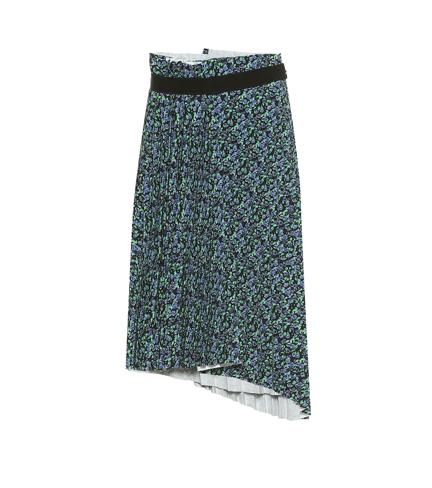 This striking pleated skirt from Balenciaga is rendered in a blue floral print for bold styling.