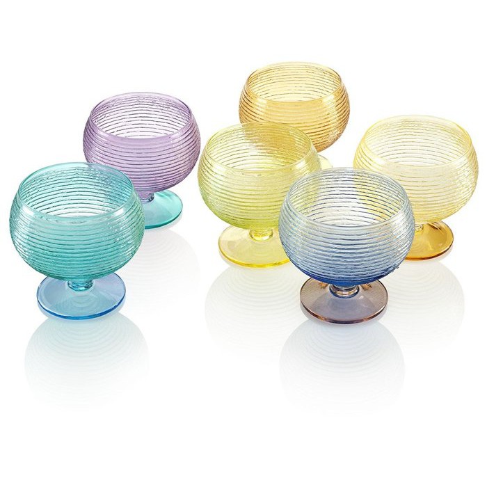 《齊洛瓦鄉村風雜貨園藝》義大利ＩＶＶ手工玻璃系列 高腳玻璃杯 高腳玻璃碗 冰淇淋杯 冰淇淋碗 甜點杯 酒杯