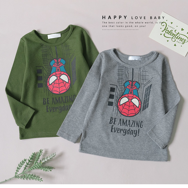 手繪蜘蛛人倒吊上衣 秋冬童裝 男童上衣 男童長袖 男童長袖上衣 男童秋冬上衣