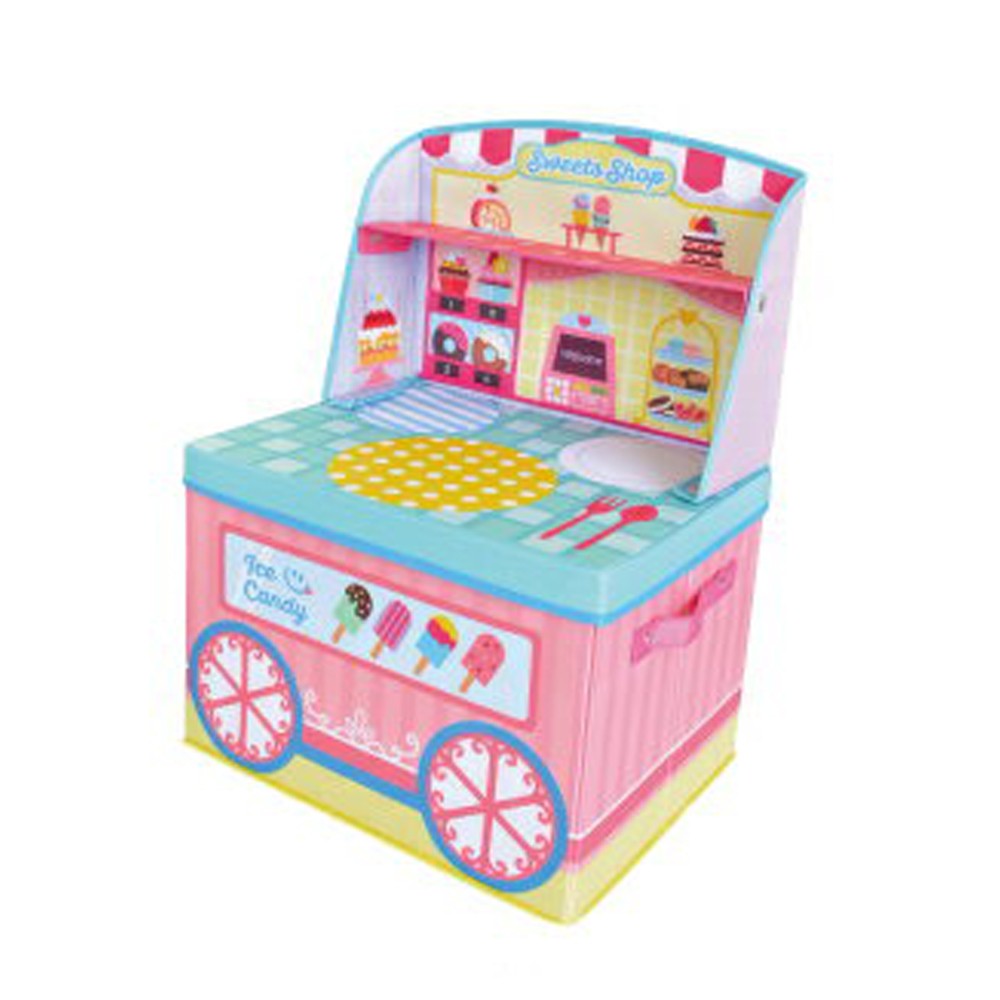 日本U-COMPANY人氣生活居家好物，打造遊戲房必備！。造型可愛、大容量超好裝～還可摺疊扁扁，收納不佔空間。小書桌型折疊收納箱》超市、廚房、新幹線等家家酒必備款！;隨著小孩長大，物品也是愈來愈多啦~