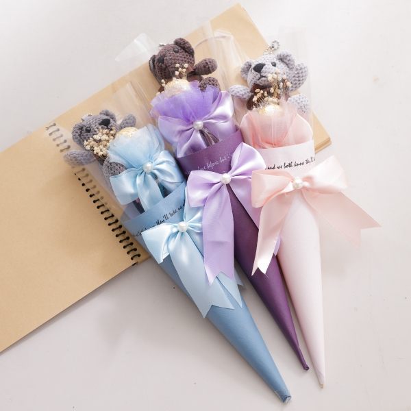 AL蝴蝶結小熊乾燥花金莎花束 二進禮 情人節禮物 畢業花束 母親節花束 禮物 送禮 七夕 婚禮