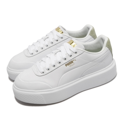 Puma 休閒鞋 Oslo Maja Clean 女鞋 基本款 厚底 增高 皮革鞋面 穿搭 白 金 38116901