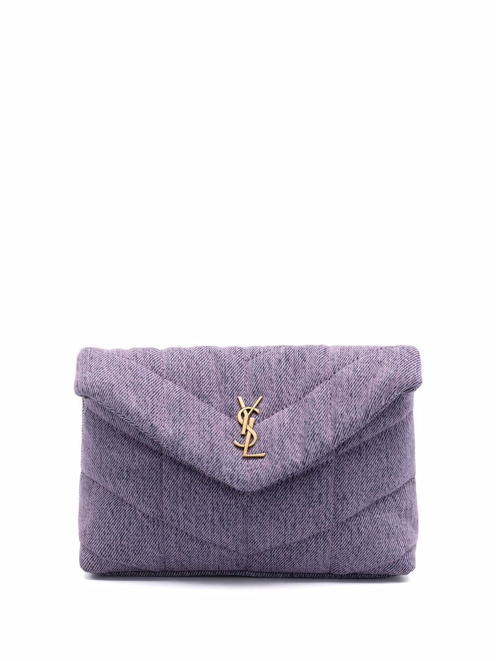 Saint Laurent - Puffer quilted clutch bag - women - Calf Leather/Cotton - One Size - Purple