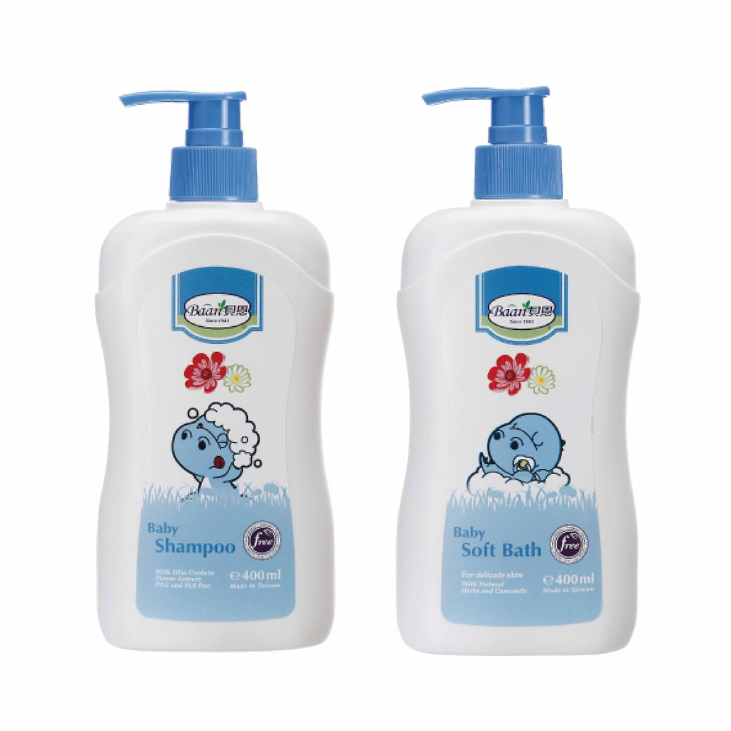 1570880300014台灣 Baan貝恩 寶貝歡洗沐浴組商品特色：嬰兒洗髮精：菩提花萃取精華，含甘油及洋甘菊成分，強化頭皮保護層並提升髮絲滑度與保濕質純溫和，不易刺激眼睛弱酸性，植物菁華調理敏感細