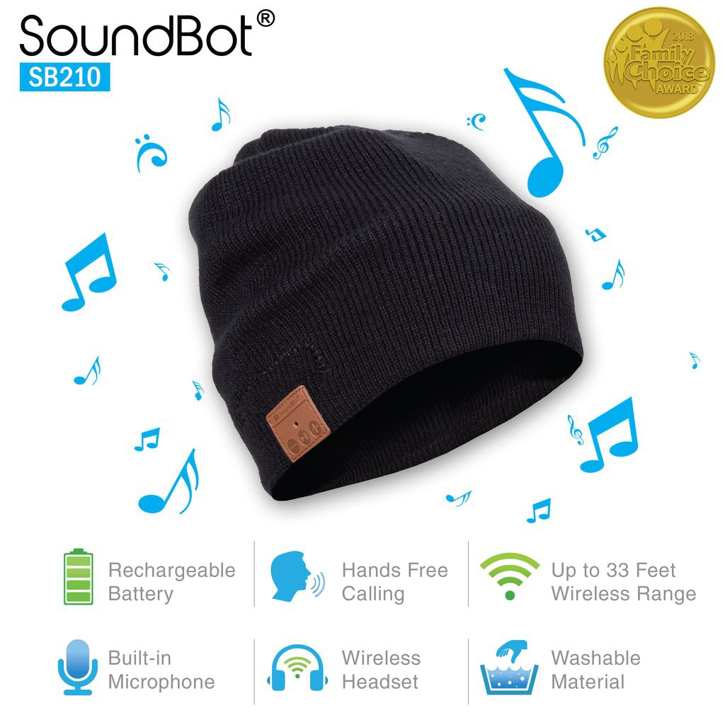 美國聲霸SoundBot SB210藍牙4.1智慧藍牙毛帽隱藏式耳機