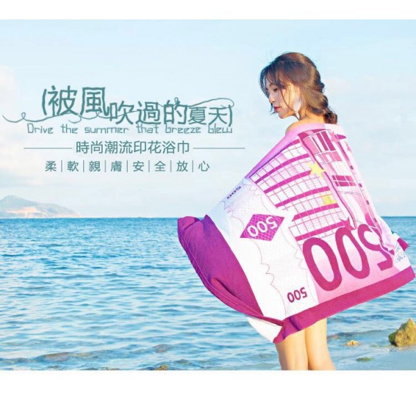 海灘巾, 潮流小物, 超細纖維, 交換禮物, 汽車美容, 洗車布, 吸水, 嬰兒被, 蓋毯, 洗車巾,人氣爆款,鈔票浴巾, 500歐元, 100美金, 毛巾被 ,浴巾, 沙灘巾 ,洗車巾 ,嬰兒被,送