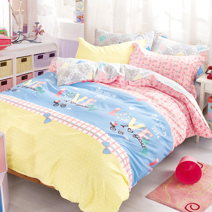 特賣-【FOCA-親愛的,約會囉】 加大精梳純棉兩用被床包組(贈舒眠羽絲絨被x1)