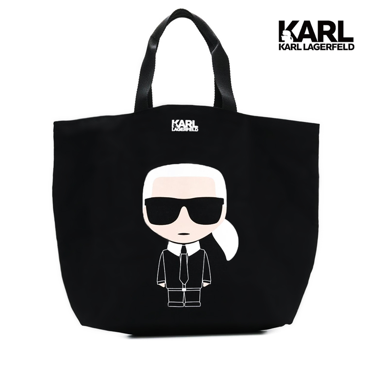 ▼限搶驚爆價▼2599【KARL LAGERFELD】IKONIK兩面帆布購物袋-黑 (原廠公司貨)