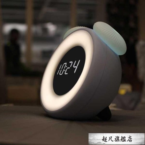 LED靜音小鬧鐘創意音樂床頭電子鐘智能兒童可愛-超凡旗艦店