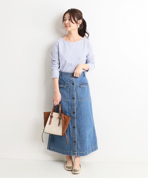 薩克森藍雪酪色橫條紋上衣