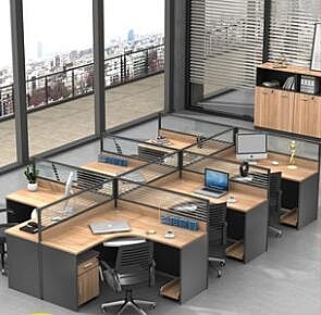 職員辦公桌卡座簡約現代2/4/6人屏風位隔斷辦公家具組合四人位xw