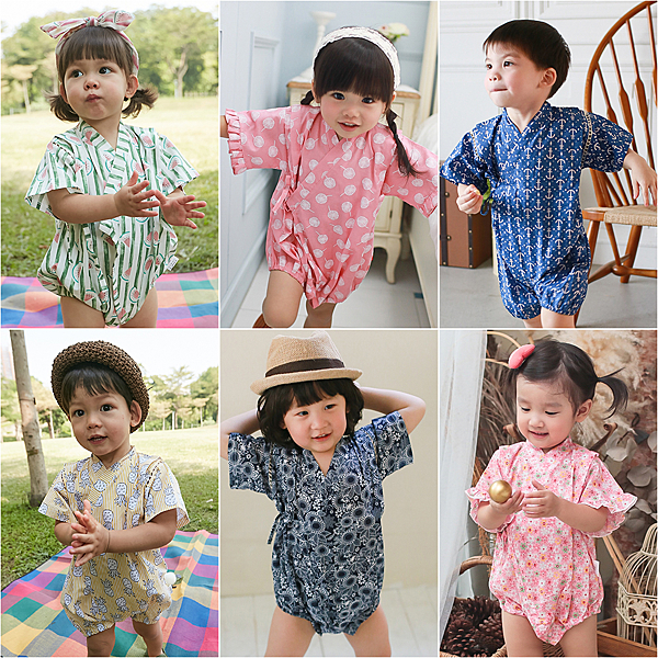 有三角、四角日式居家風格n 胸前設計成像浴衣一樣綁帶的n 褲檔是包屁設計方便換尿布