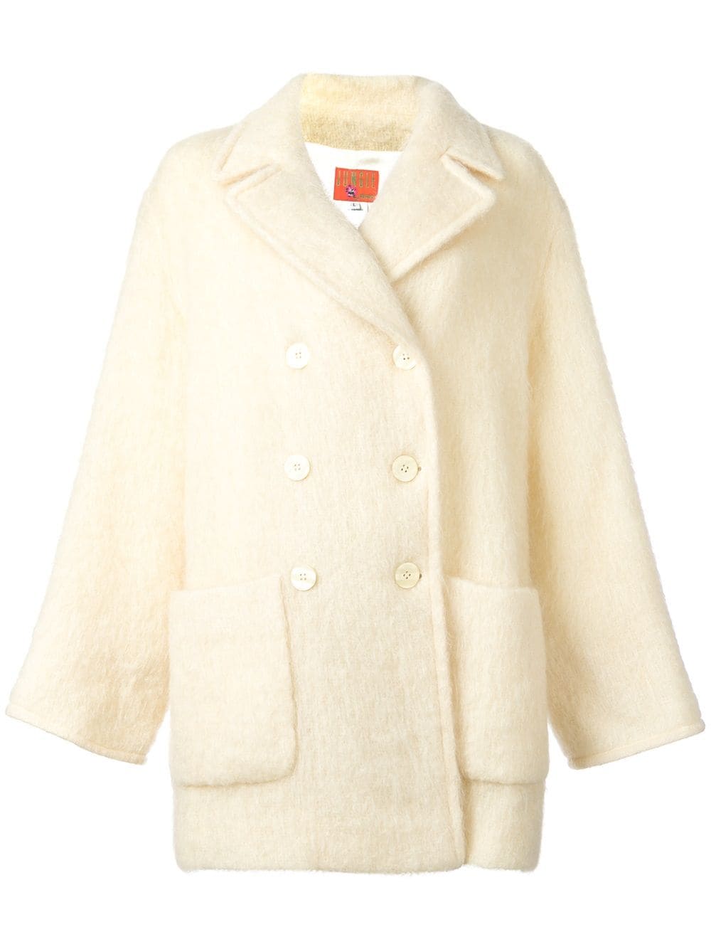 Kenzo Pre-Owned - double breasted coat - women - Wool/Mohair/Acetate/Polyester - L - Neutrals