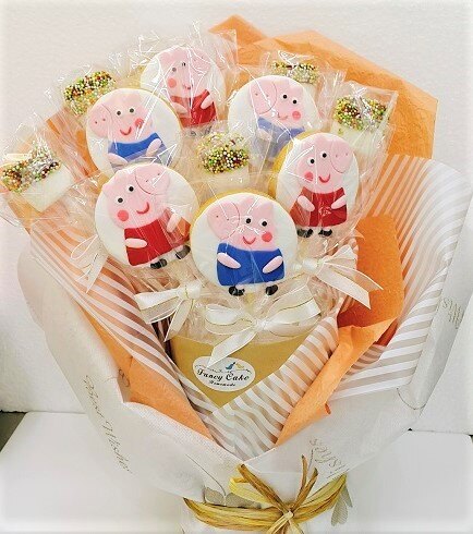 餅乾棒棒糖+棉花棒棒糖花束(各六支)