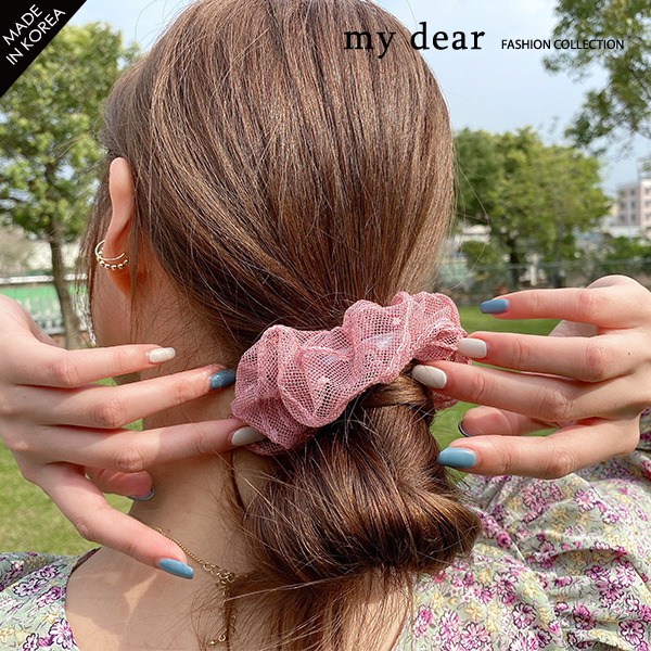 031303♦ 網紗點點布料/彈性髮圈