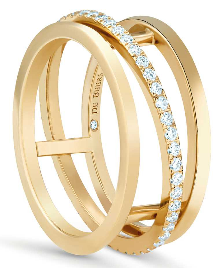 DE BEERS「Horizon系列」18K黃金鑽石戒指╱113,000元。（圖╱DE BEERS提供）