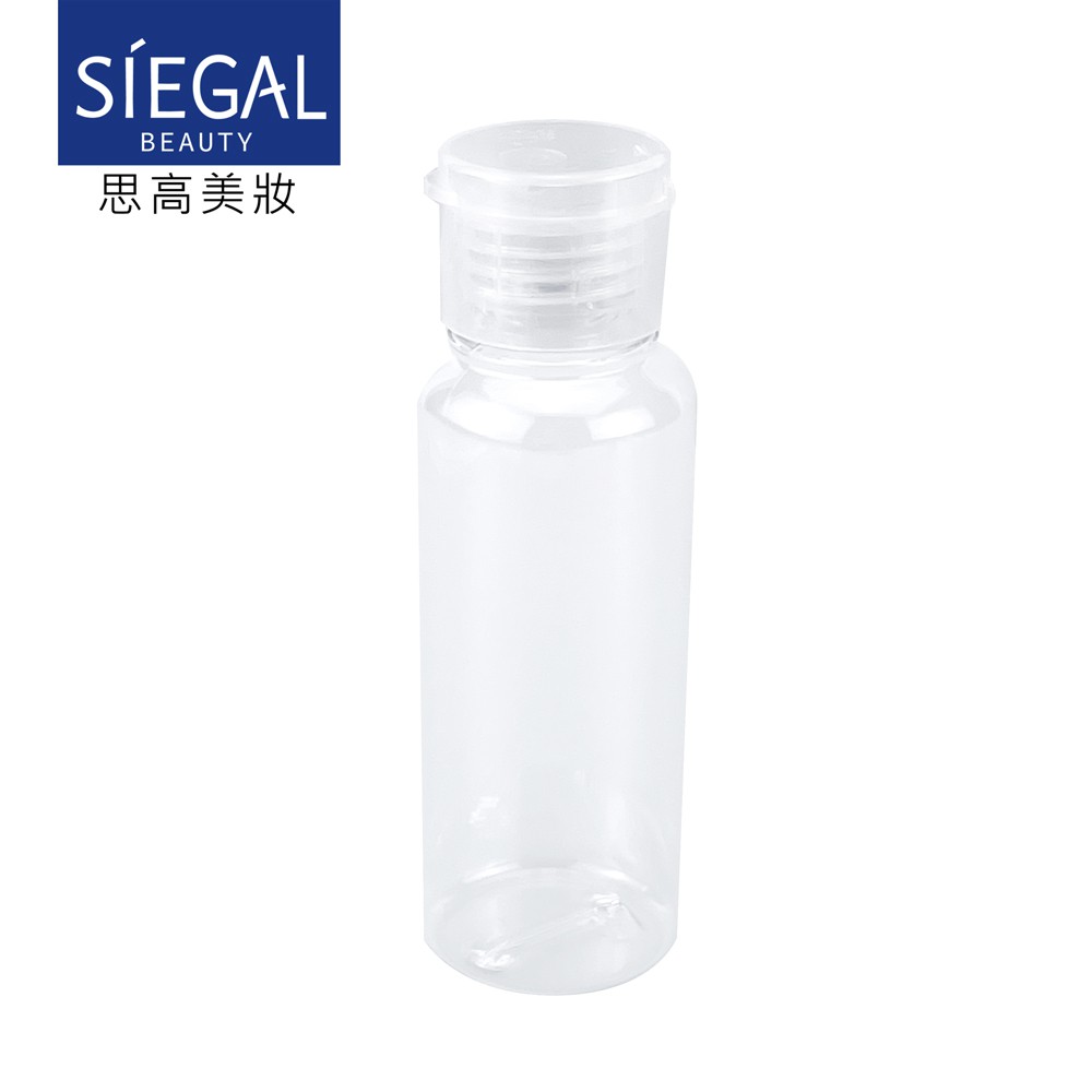 商品說明：Siegal(思高) 化妝水掀蓋頭分裝瓶，旅行外出方便攜帶，雙層掀蓋頭設計，分裝的化妝水不會滲漏，是您購買500ml大容量化妝水時，必備的美容小物 !容量：100ml材質：塑膠 - PETG