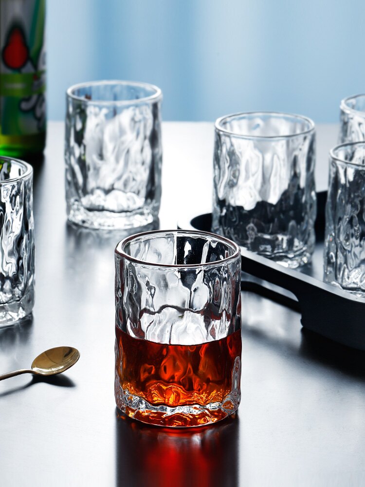 北歐ins風網紅玻璃杯日式錘紋茶酒杯簡約家用透明水杯喝啤酒杯子