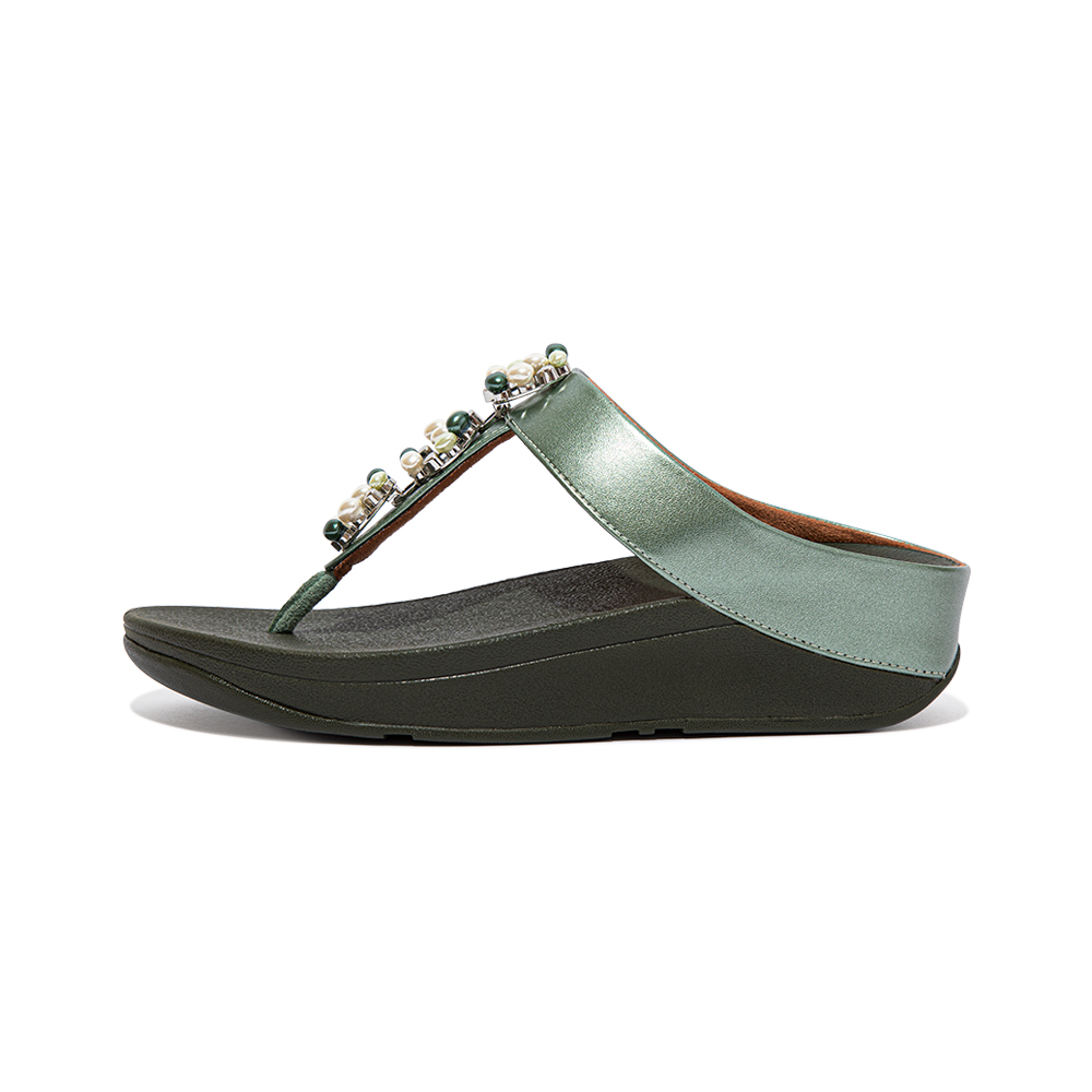 FINO PEARL-CHAIN TOE-POST SANDALS