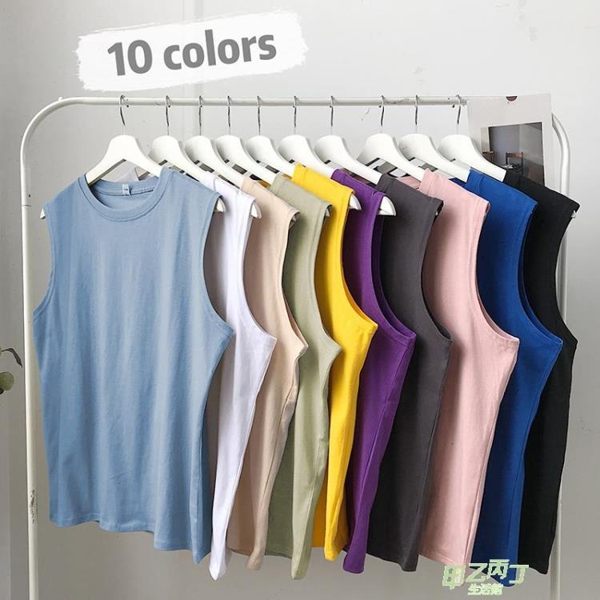 背心 男士寬鬆純色坎肩背心運動無袖t恤正韓休閒體恤男裝