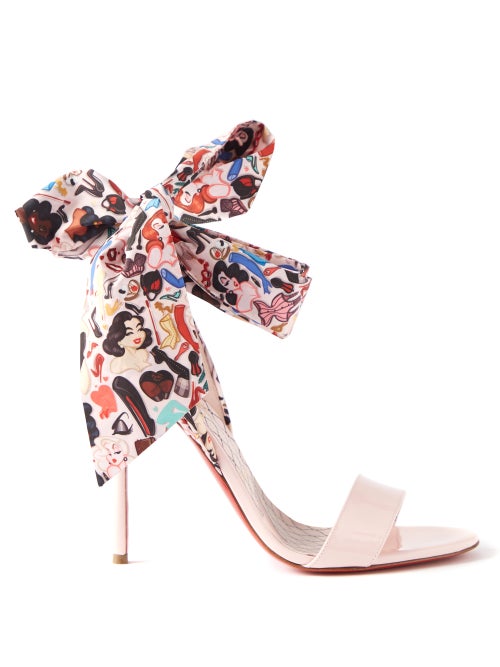 Christian Louboutin - Fetish Du Desert 100 Patent-leather Sandals - Womens - Pink Multi