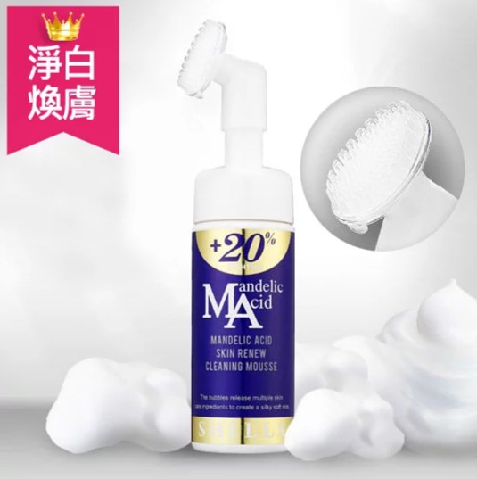 嚴選超柔軟潔淨刷頭，搭配杏仁酸細緻綿密的潔顏泡泡，一次完成深層清潔、控油、角質更新、暢通毛孔。恢復肌膚亮白滑嫩嬰兒肌。