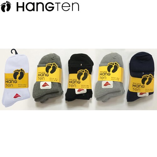 HANG TEN 經典1/2襪-白色/深色(22~26cm*3雙裝)【愛買】