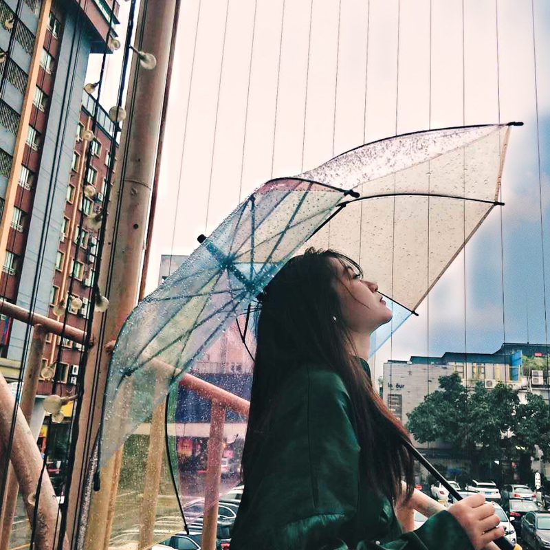 七色彩虹透明雨傘