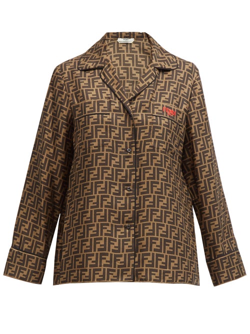 Fendi - The logo print that patterns Fendi's brown pyjama shirt derives from a 1965 off-the-cuff ske
