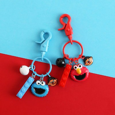 芝麻街鑰匙扣女韓國可愛卡通紅色艾摩毛絨公仔書包掛飾包包掛件【全館免運】