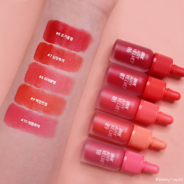 Peripera Airy Ink Velvet Swatches 6 10