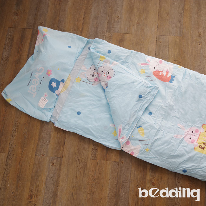 BEDDING-幼稚園必備-兒童冬夏兩用鋪棉睡袋-可愛萌兔-藍