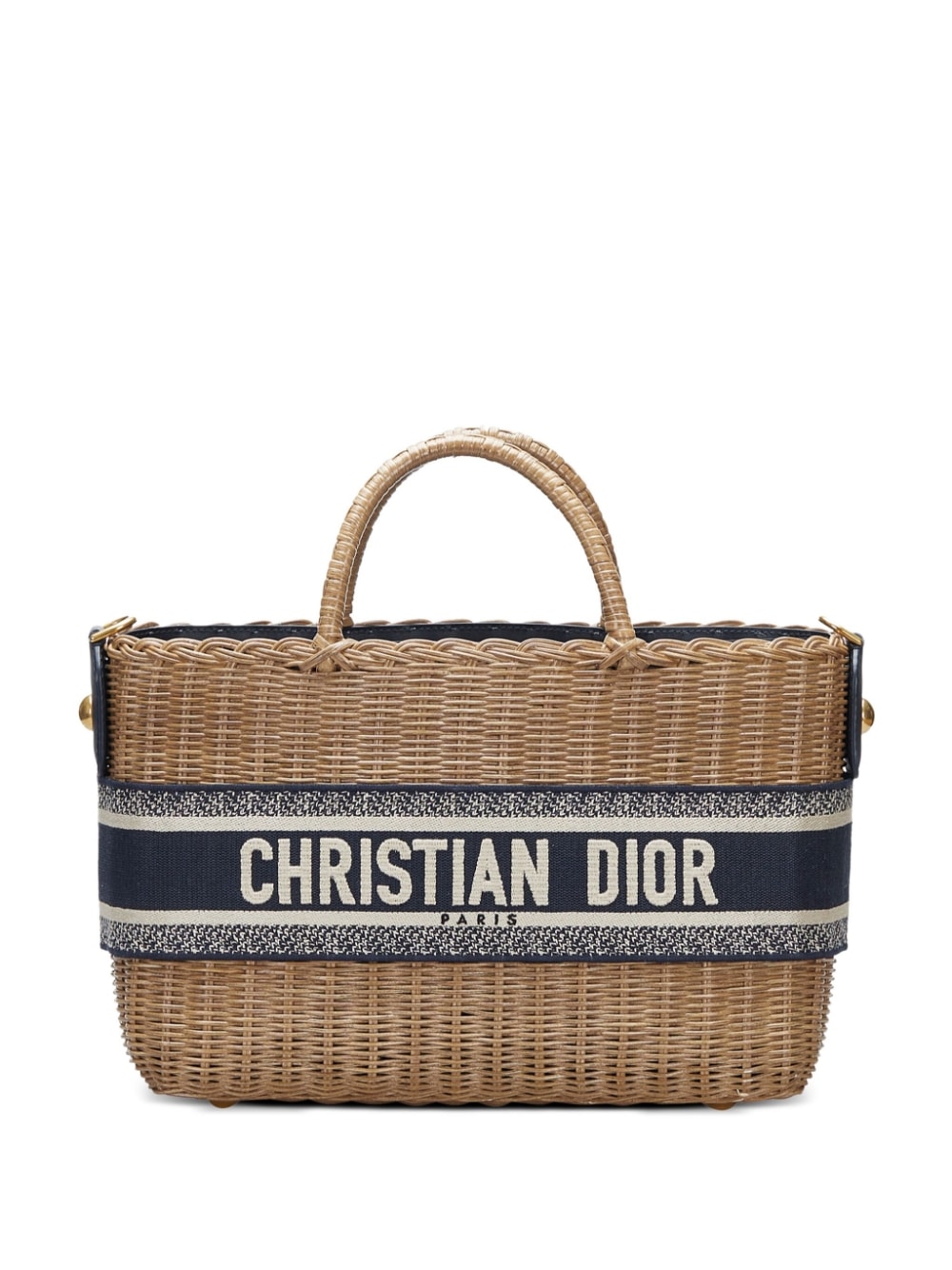 Christian Dior - pre-owned logo-jacquard wicker basket bag - women - Raffia - One Size - Brown
