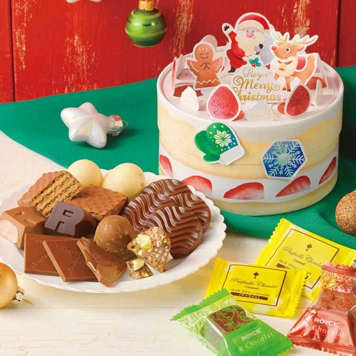 日本北海道ROYCE聖誕節2022限量版立體草莓蛋糕聖誕日曆倒數巧克力曲奇餅乾禮盒交換禮物－小蛋糕款１