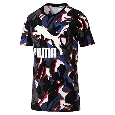 PUMA-男性流行系列Logo印花短袖T恤-黑色-亞規