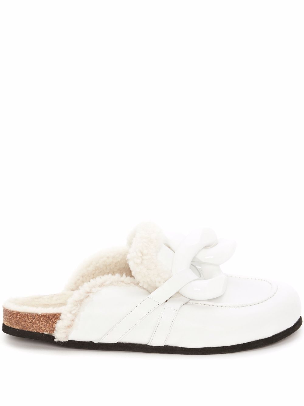 JW Anderson - Chain shearling loafer mules - women - Calf Leather/Sheep Skin/Shearling/Rubber - 37 - White