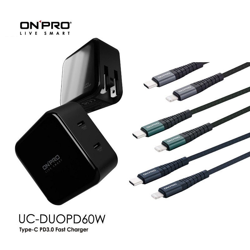 ONPRO UC-DUOPD60W萬國充電器+UC-MFIC2L快充傳輸線❗️ 若商品數量剩一，請先聊聊洽詢貨況，以免等候或缺貨取消，謝謝 ❗️⛔️請買家特別注意⛔️ 原廠公司貨 商品有保固 含稅有發