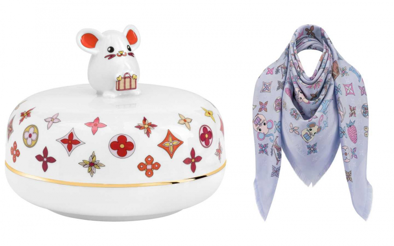 RAT 陶瓷收納盒／39,700元、VUITTONITE MONOGRAM 披肩／29,500元（圖／品牌提供）